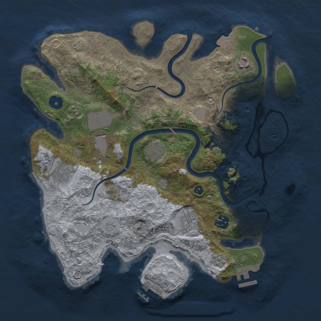 Rust Map: Procedural Map, Size: 3500, Seed: 869442378, 13 Monuments