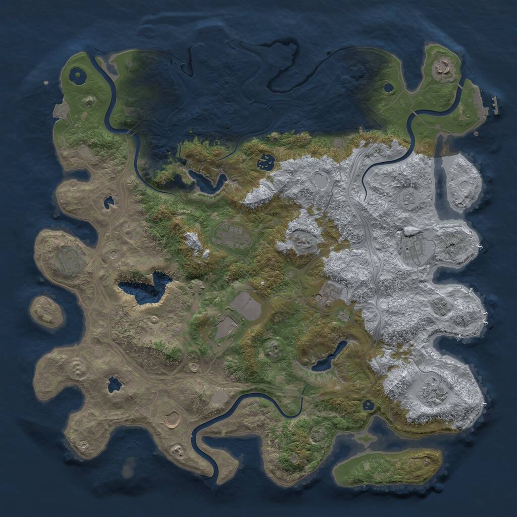 Rust Map: Procedural Map, Size: 4500, Seed: 602480906, 16 Monuments