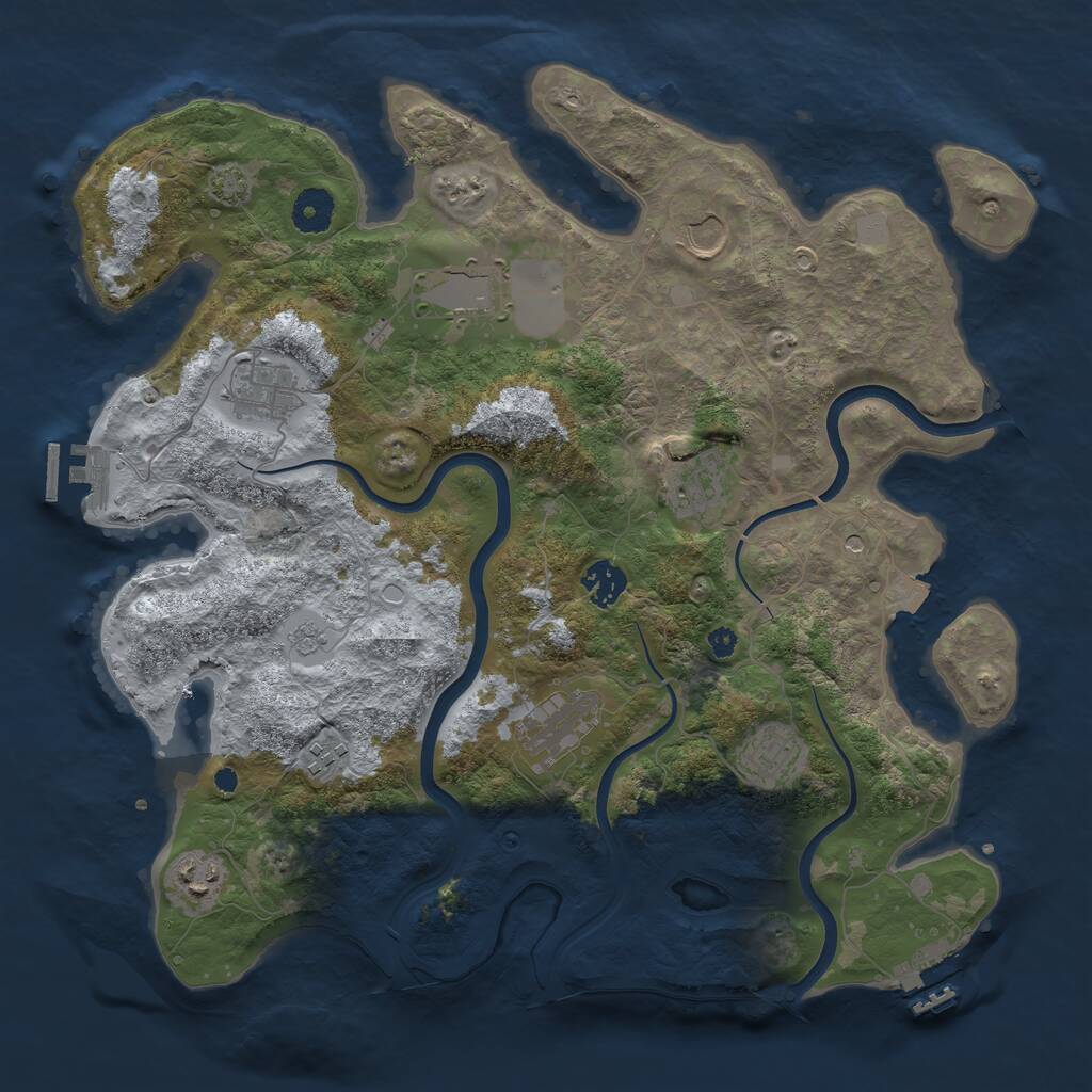 Rust Map: Procedural Map, Size: 3750, Seed: 1425946989, 15 Monuments
