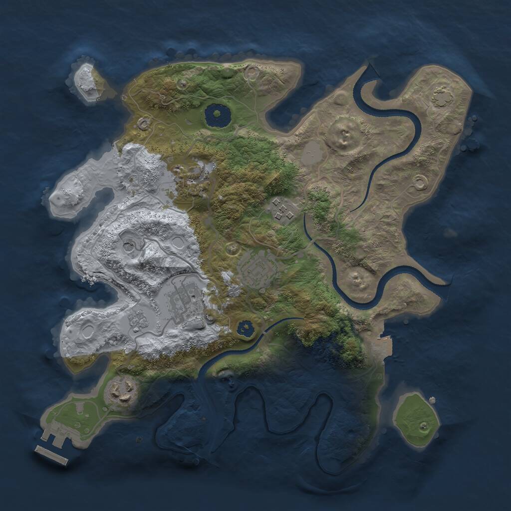 Rust Map: Procedural Map, Size: 3000, Seed: 2688, 10 Monuments