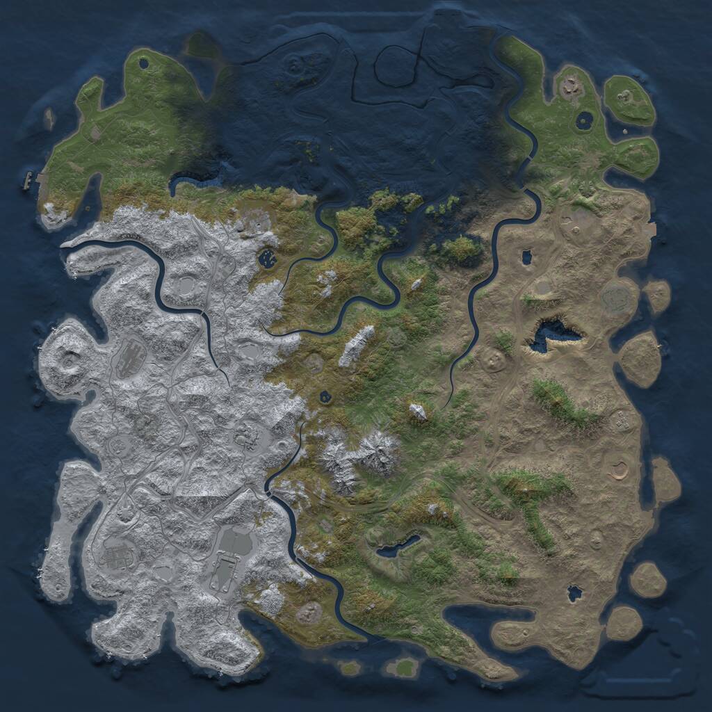 Rust Map: Procedural Map, Size: 6000, Seed: 249277933, 17 Monuments
