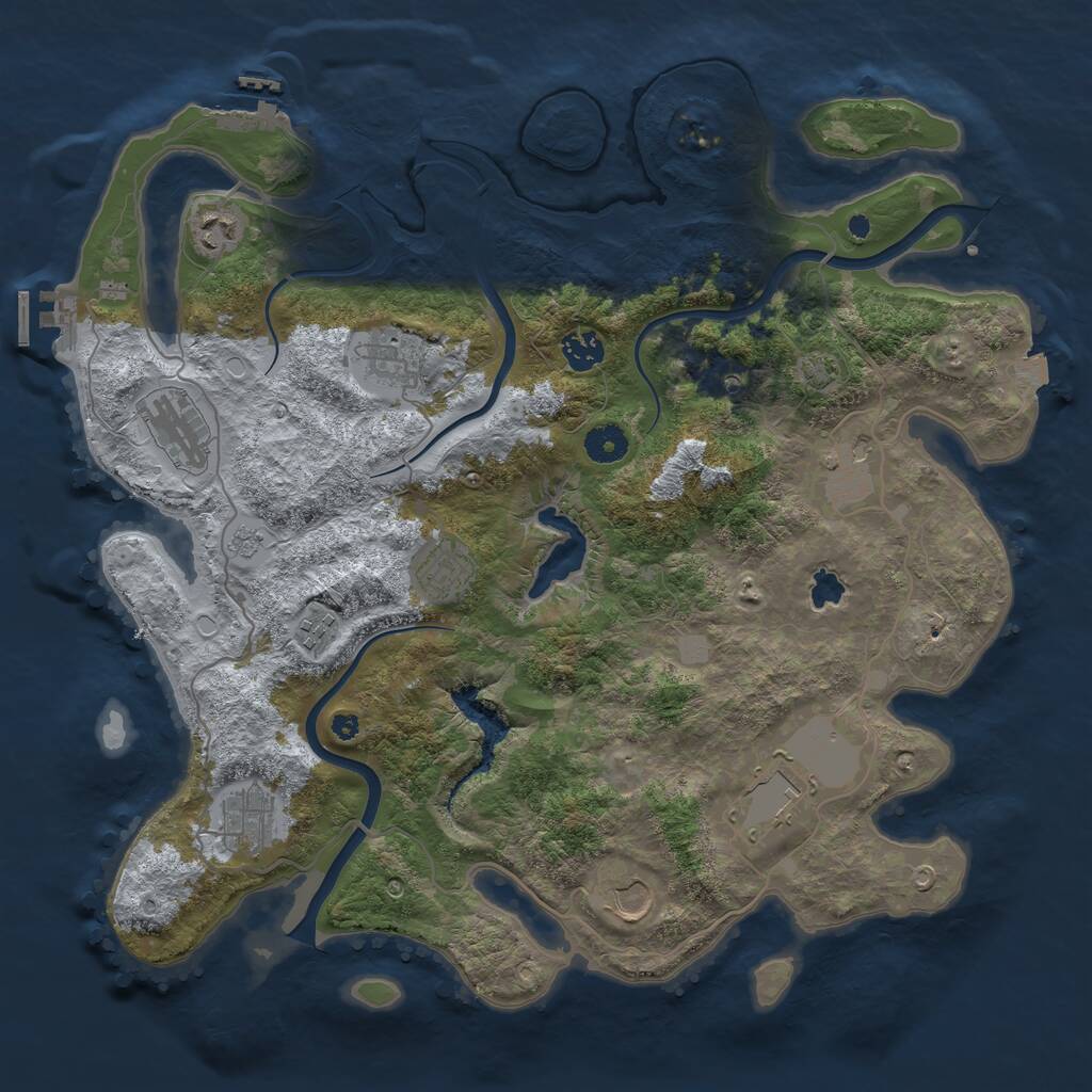 Rust Map: Procedural Map, Size: 4000, Seed: 4567897, 16 Monuments
