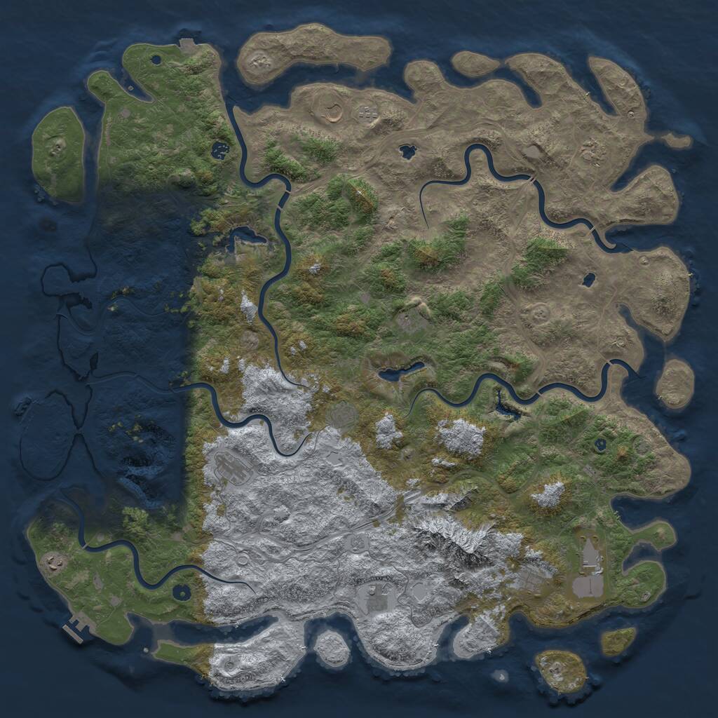 Rust Map: Procedural Map, Size: 6000, Seed: 40862141, 17 Monuments
