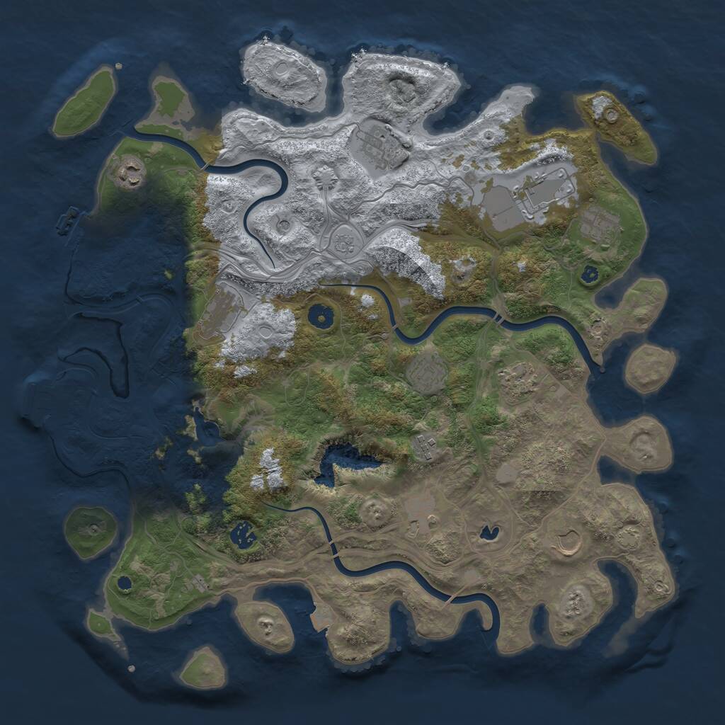 Rust Map: Procedural Map, Size: 4250, Seed: 708934635, 17 Monuments