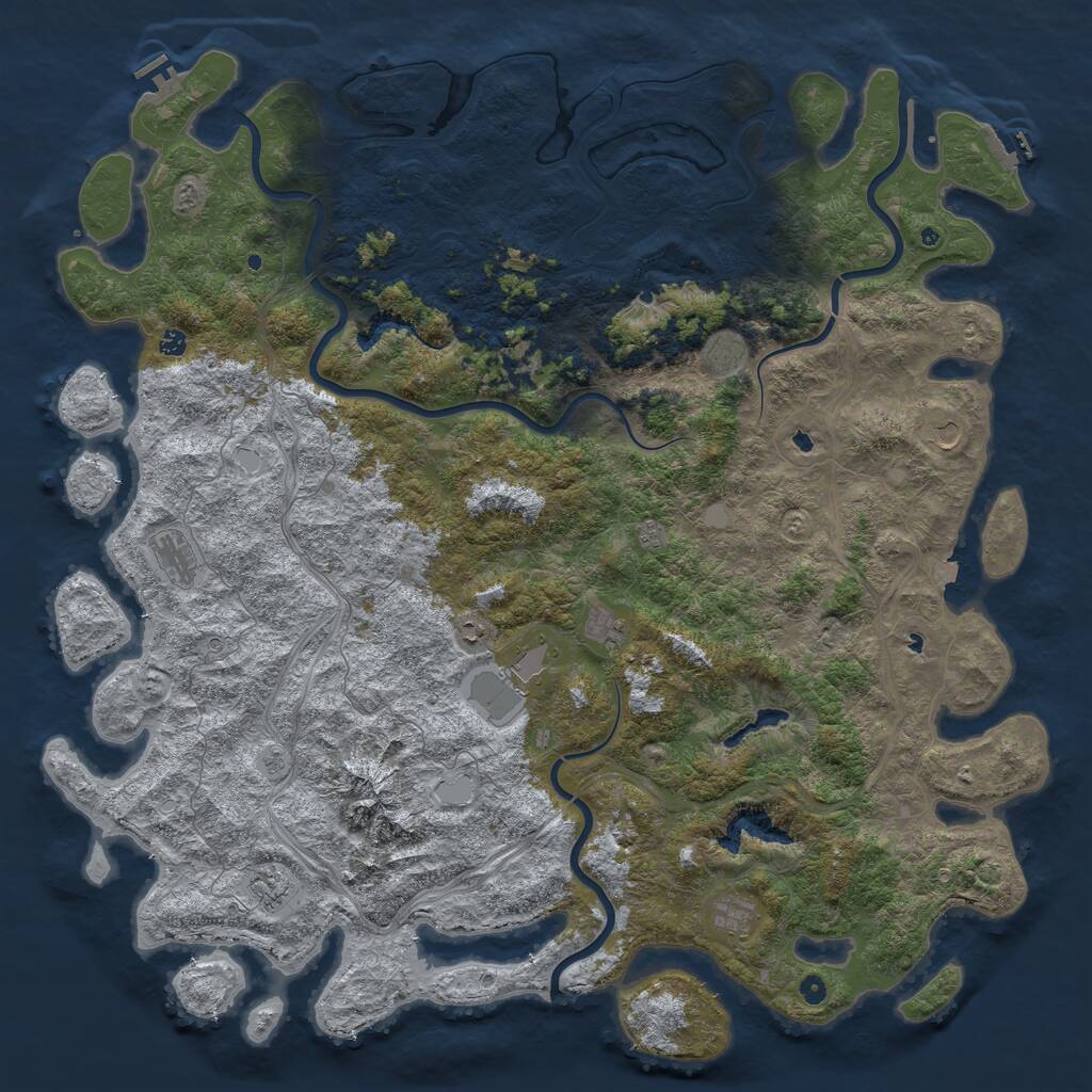 Rust Map: Procedural Map, Size: 6000, Seed: 1342370763, 17 Monuments