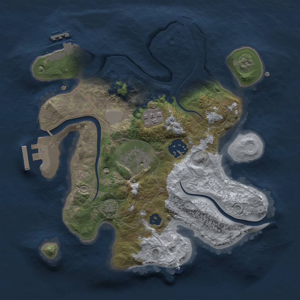 Rust Map: Procedural Map, Size: 2500, Seed: 2101726370, 7 Monuments