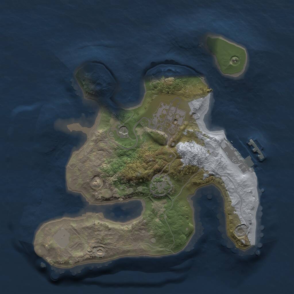 Rust Map: Procedural Map, Size: 2000, Seed: 1597417168, 5 Monuments