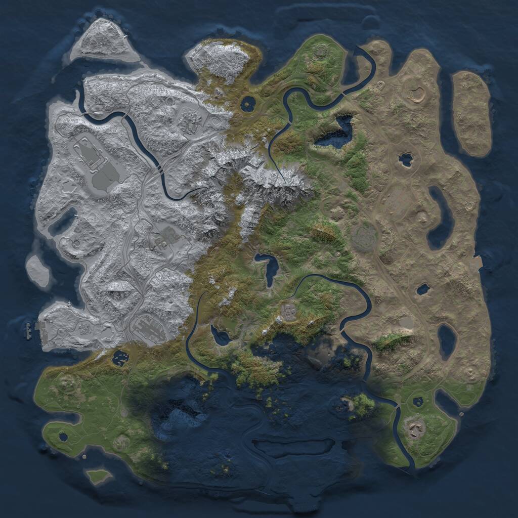 Rust Map: Procedural Map, Size: 5000, Seed: 435636, 17 Monuments
