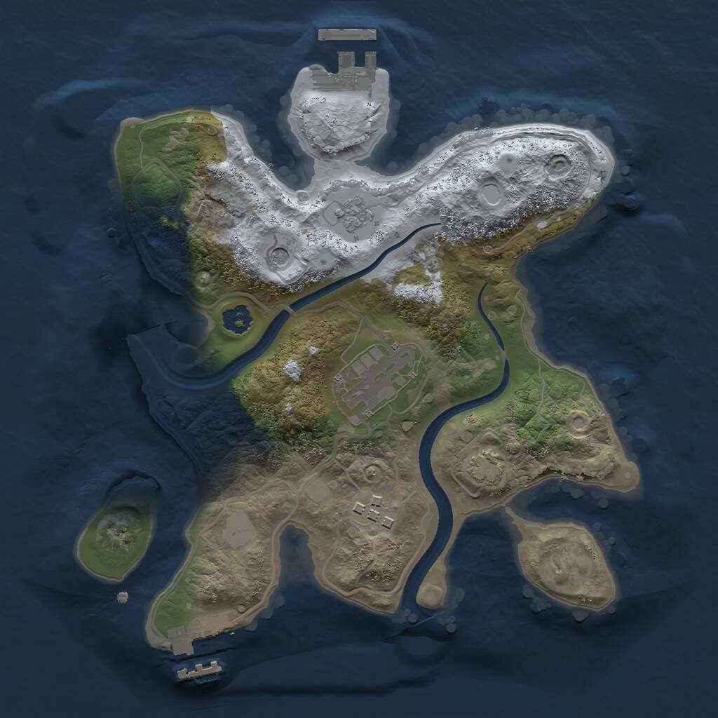 Rust Map: Procedural Map, Size: 2500, Seed: 47474, 8 Monuments