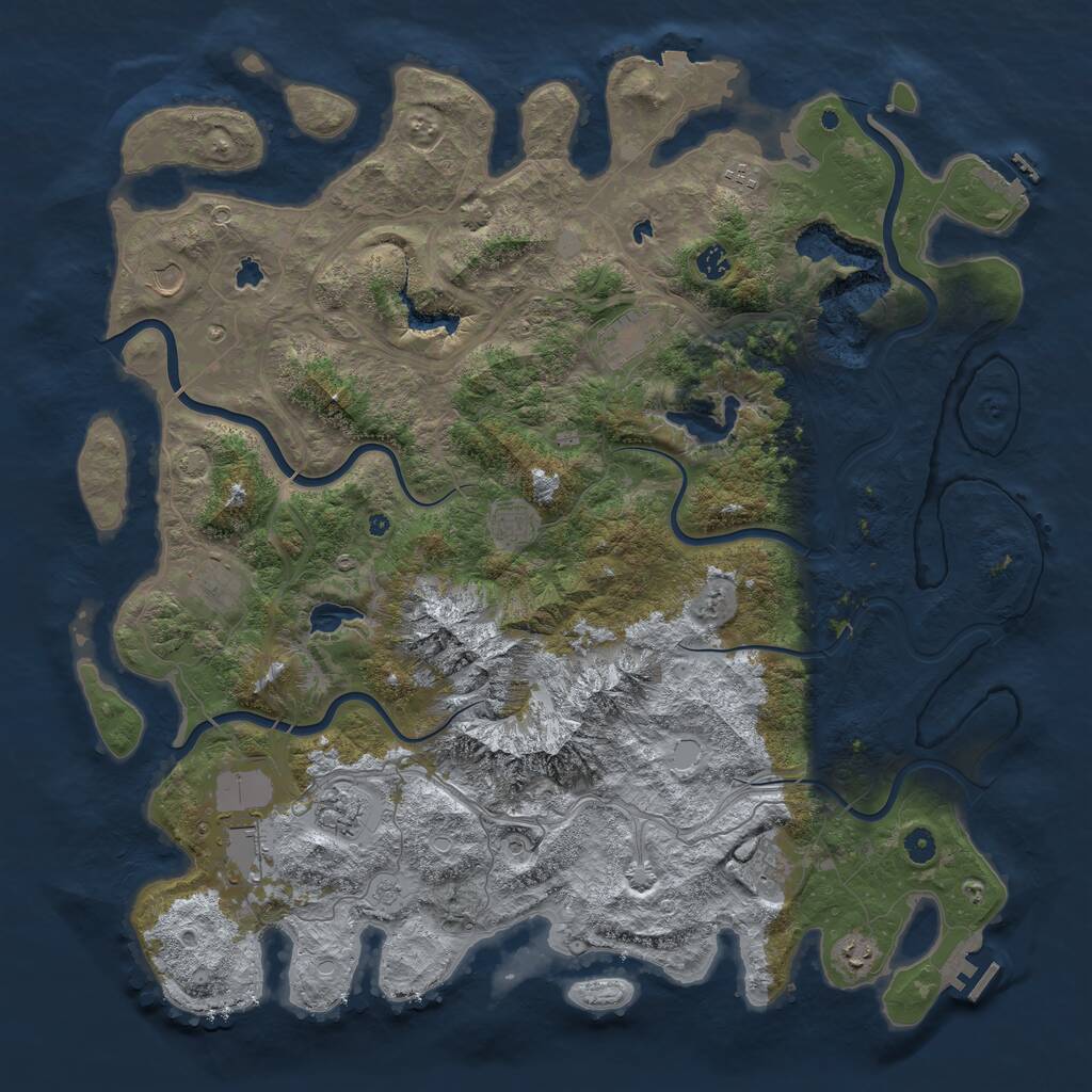 Rust Map: Procedural Map, Size: 5000, Seed: 1255655995, 16 Monuments