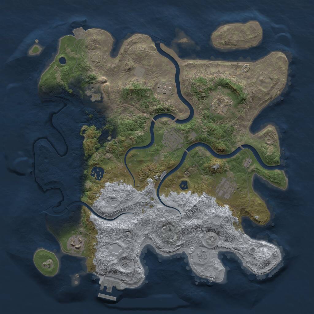 Rust Map: Procedural Map, Size: 3500, Seed: 455723179, 12 Monuments