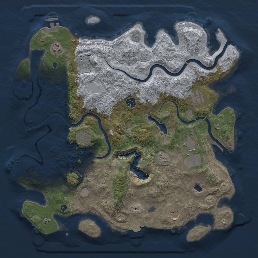 Rust Map: Procedural Map, Size: 4000, Seed: 970806460, 14 Monuments
