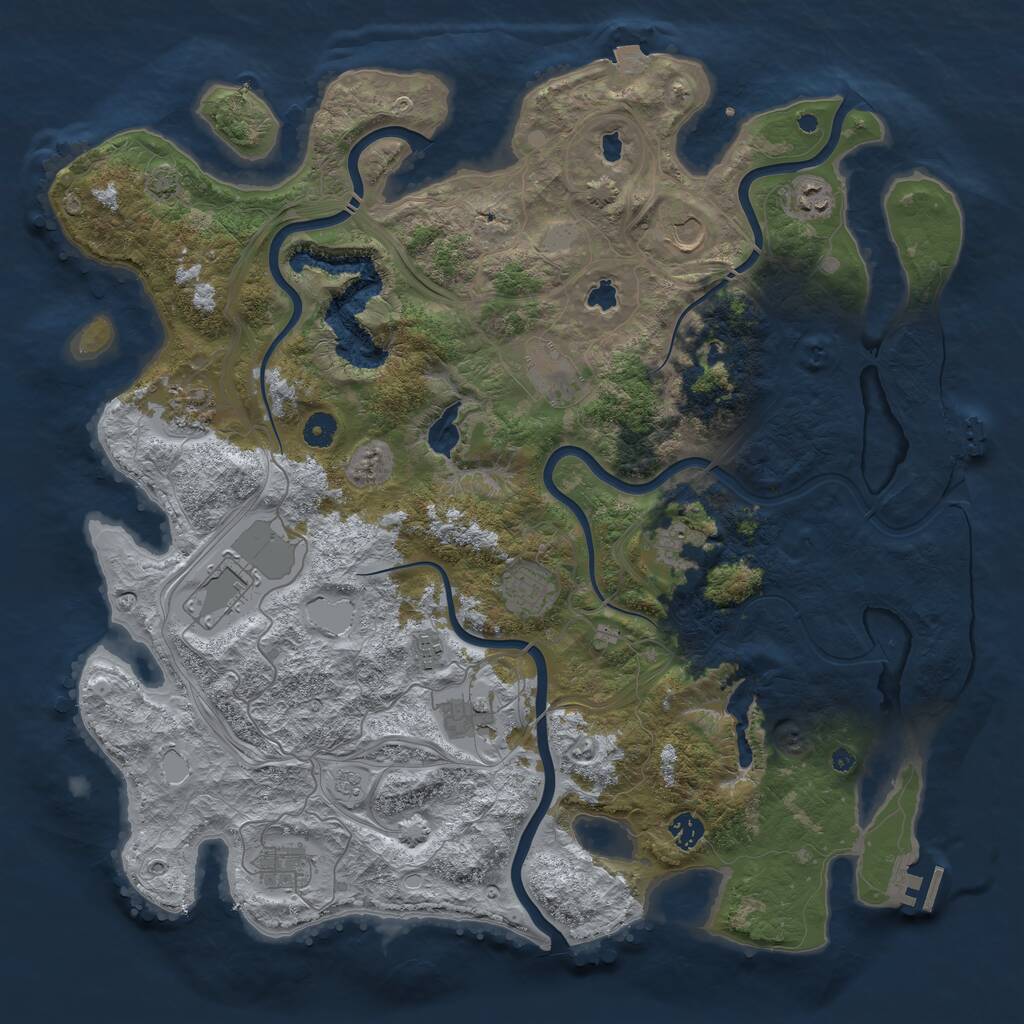 Rust Map: Procedural Map, Size: 4500, Seed: 932443330, 17 Monuments