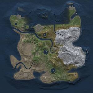 Thumbnail Rust Map: Procedural Map, Size: 3000, Seed: 636791300, 11 Monuments