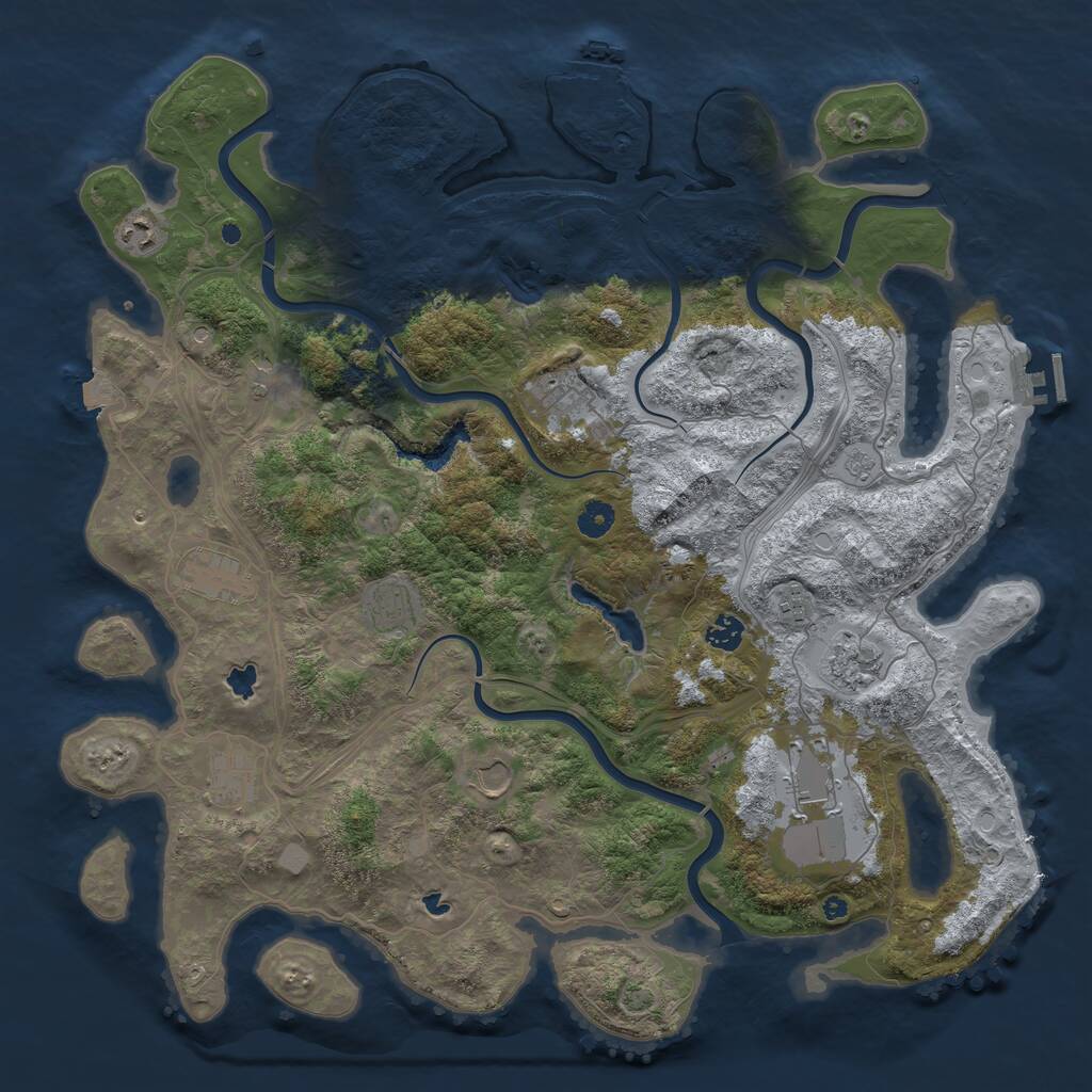 Rust Map: Procedural Map, Size: 4500, Seed: 908671848, 17 Monuments