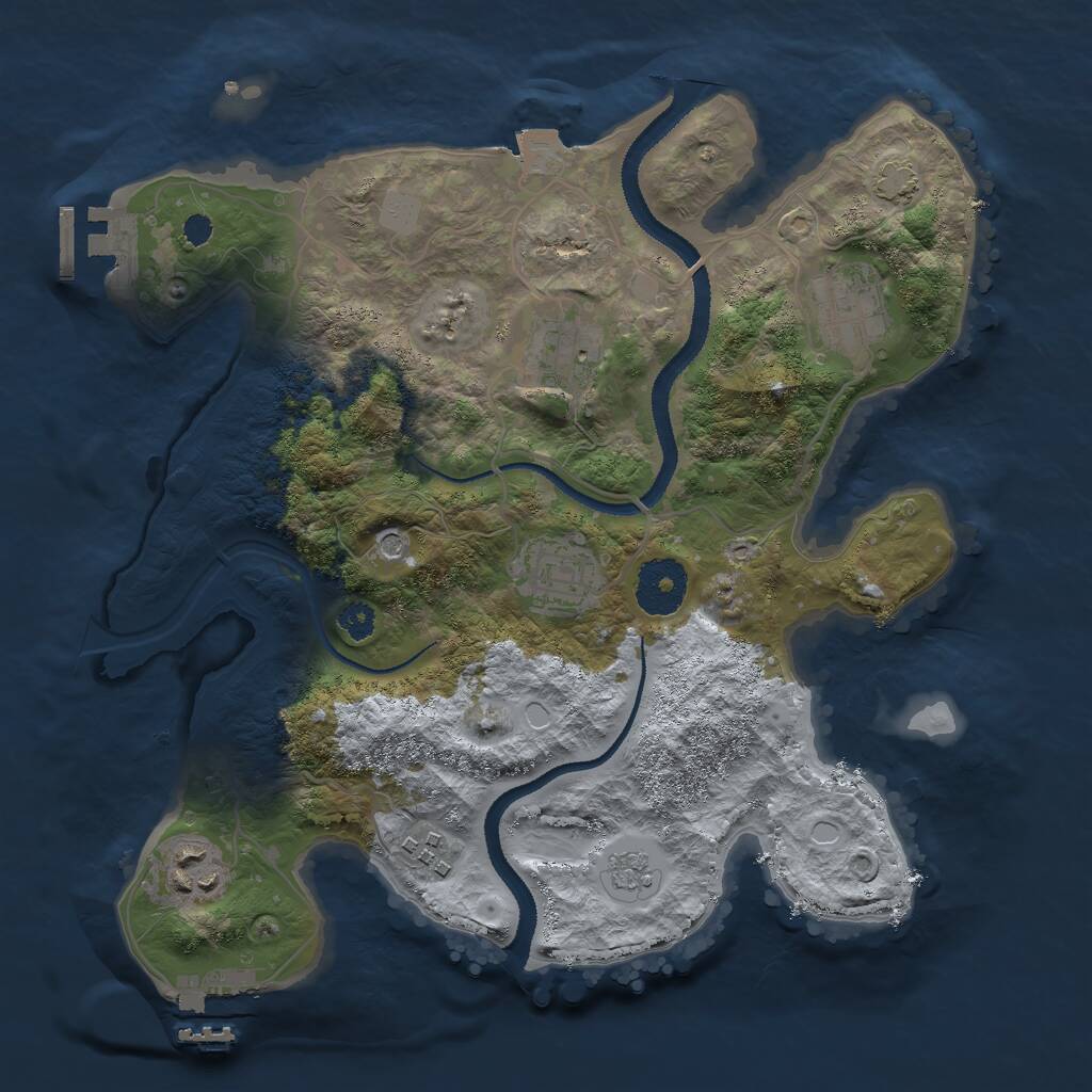 Rust Map: Procedural Map, Size: 3000, Seed: 668487794, 11 Monuments