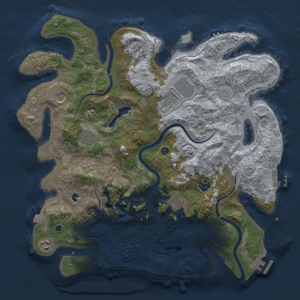 Rust Map: Procedural Map, Size: 4000, Seed: 763941145, 14 Monuments