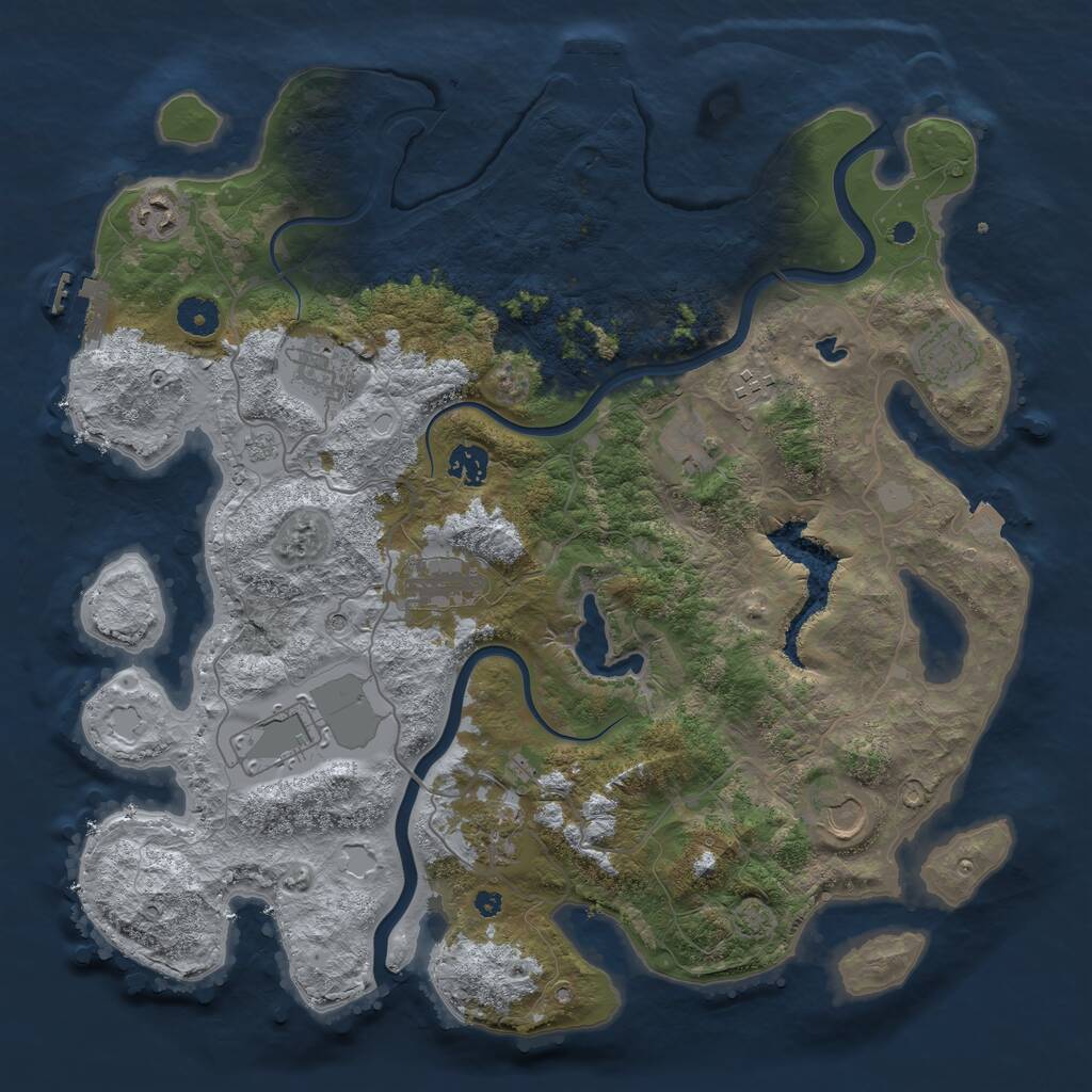 Rust Map: Procedural Map, Size: 4000, Seed: 1191518566, 16 Monuments