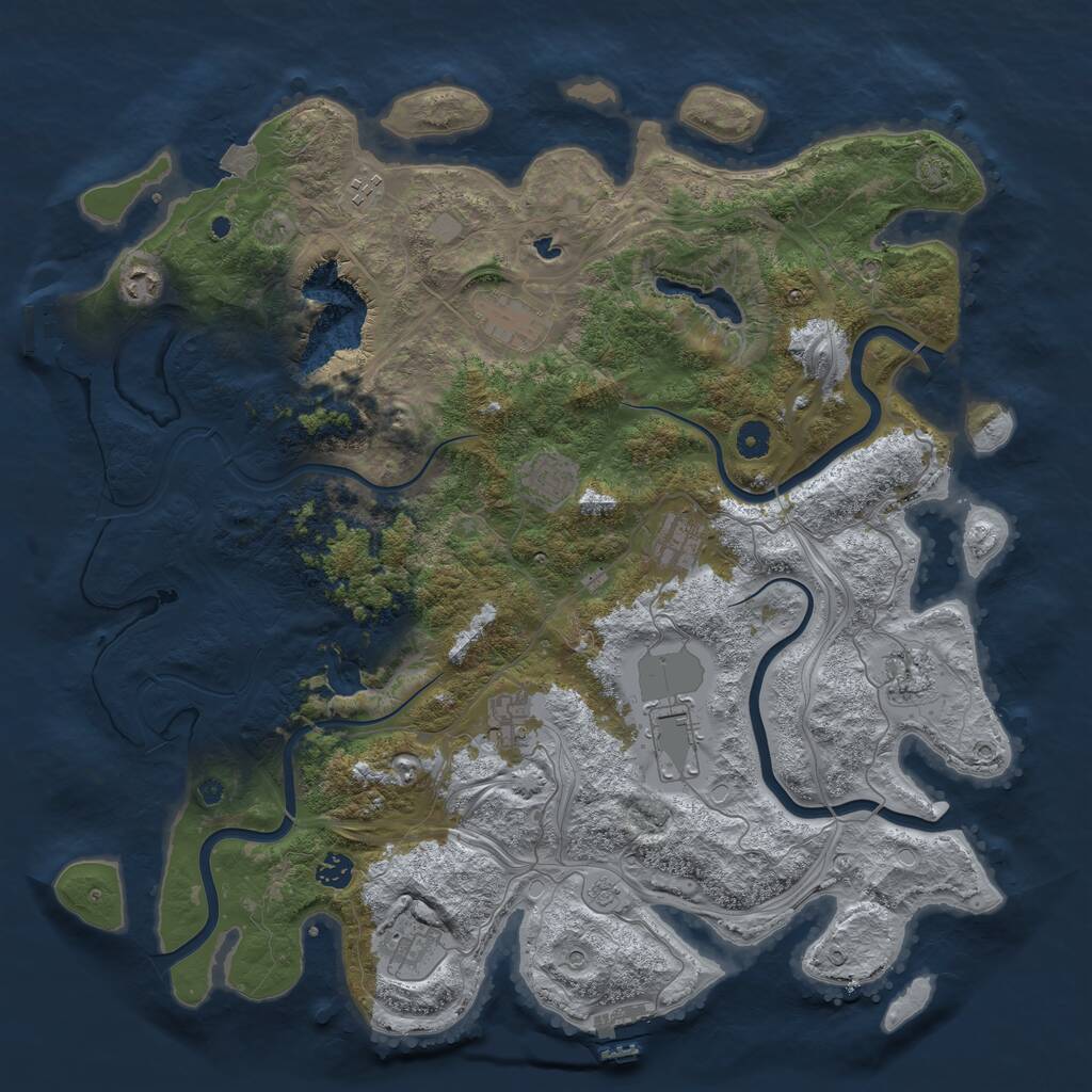 Rust Map: Procedural Map, Size: 4500, Seed: 437117601, 16 Monuments