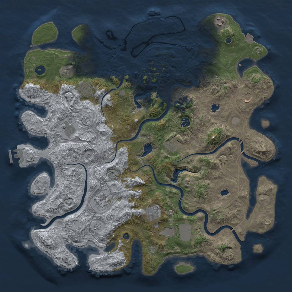 Rust Map: Procedural Map, Size: 4500, Seed: 1657183000, 16 Monuments