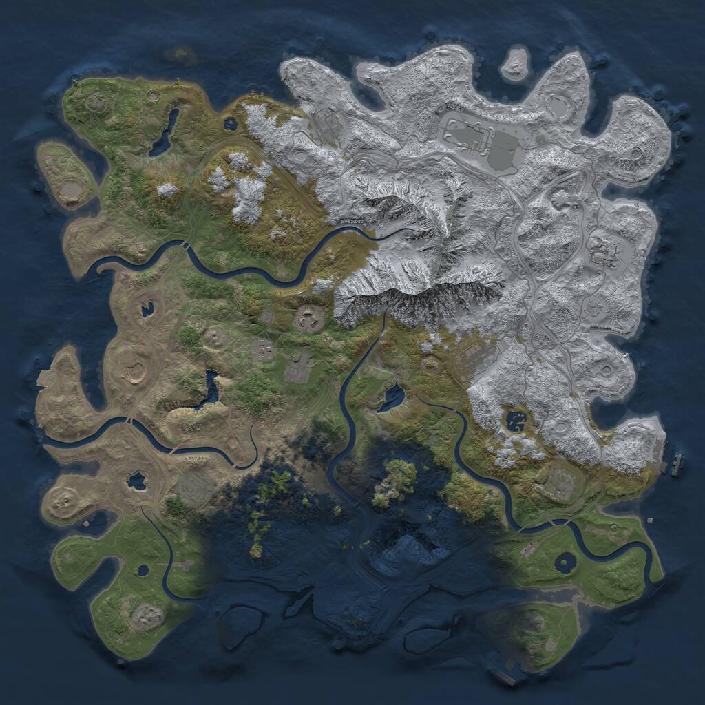 Rust Map: Procedural Map, Size: 5000, Seed: 1373571870, 17 Monuments