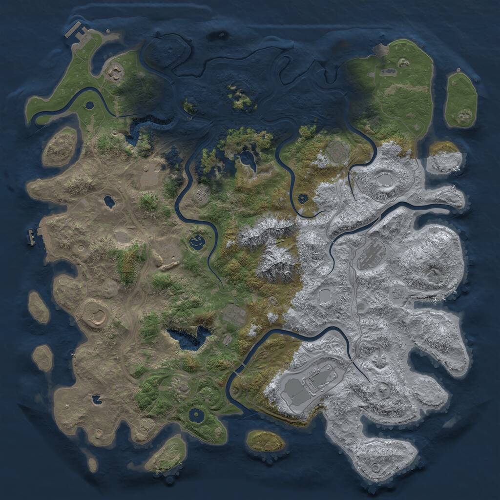 Rust Map: Procedural Map, Size: 5000, Seed: 368742, 17 Monuments