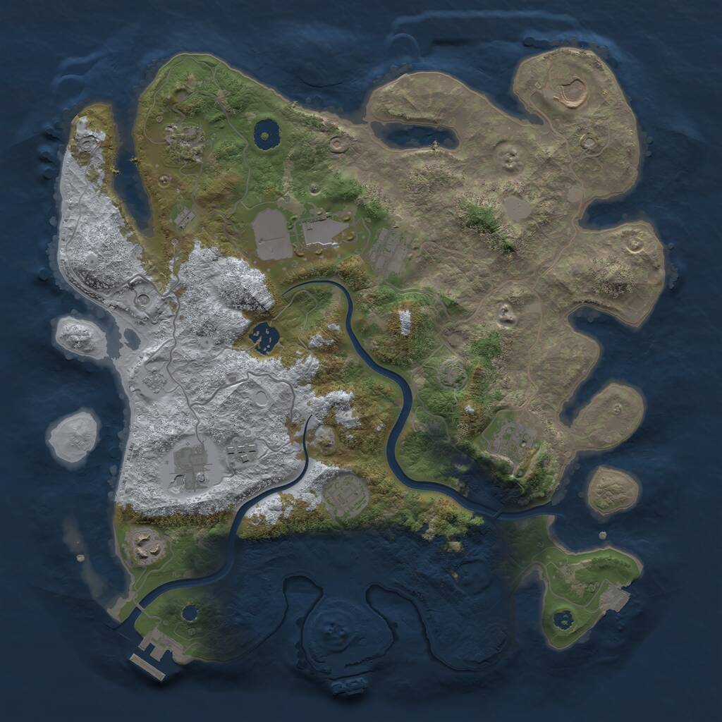 Rust Map: Procedural Map, Size: 3750, Seed: 1751479140, 16 Monuments