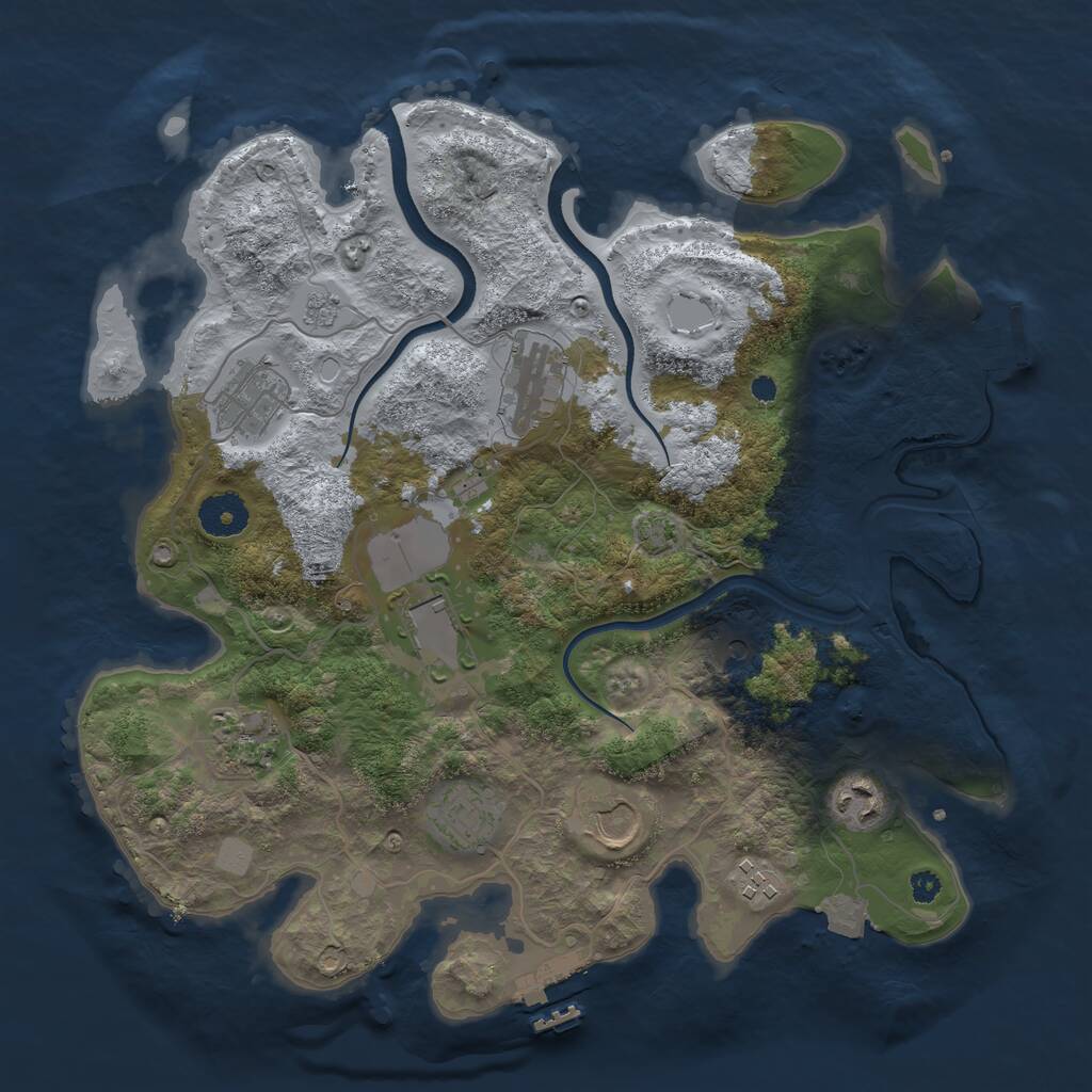 Rust Map: Procedural Map, Size: 3500, Seed: 1281074357, 14 Monuments