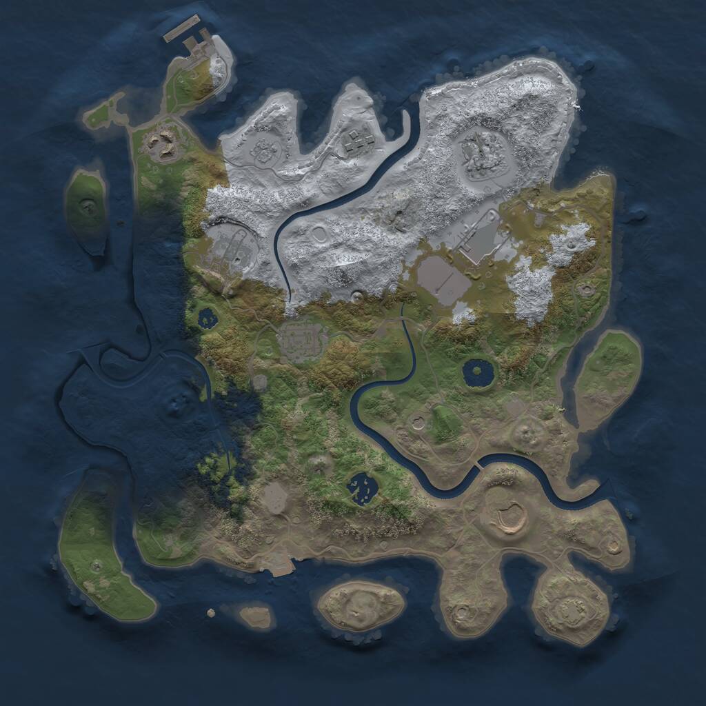 Rust Map: Procedural Map, Size: 3500, Seed: 281777787, 13 Monuments