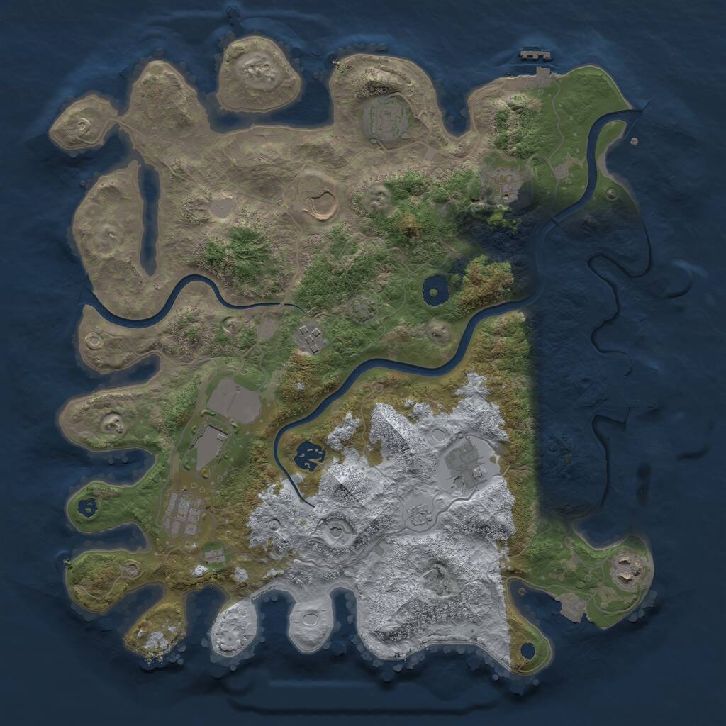 Rust Map: Procedural Map, Size: 3750, Seed: 17264, 15 Monuments