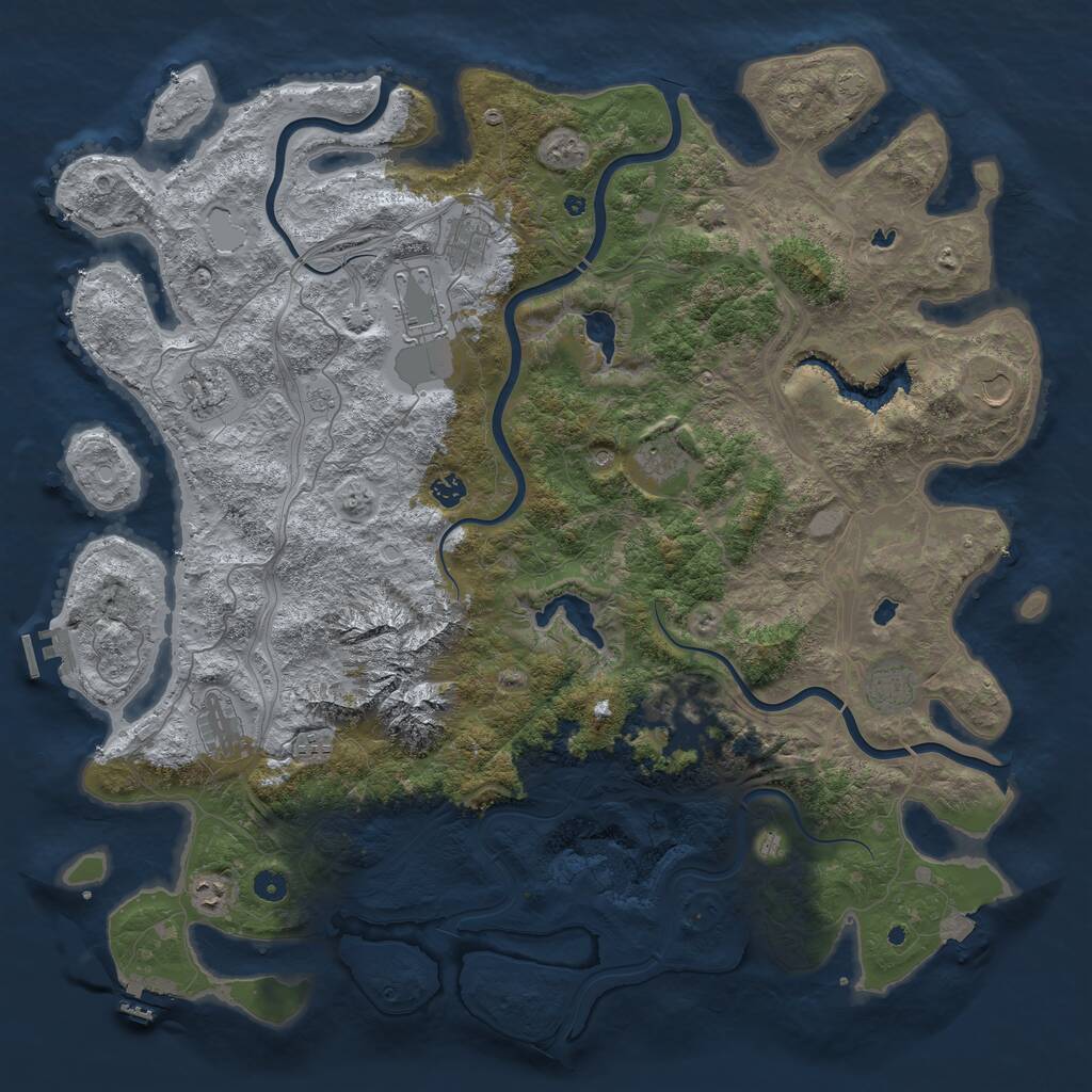Rust Map: Procedural Map, Size: 5000, Seed: 643289, 17 Monuments