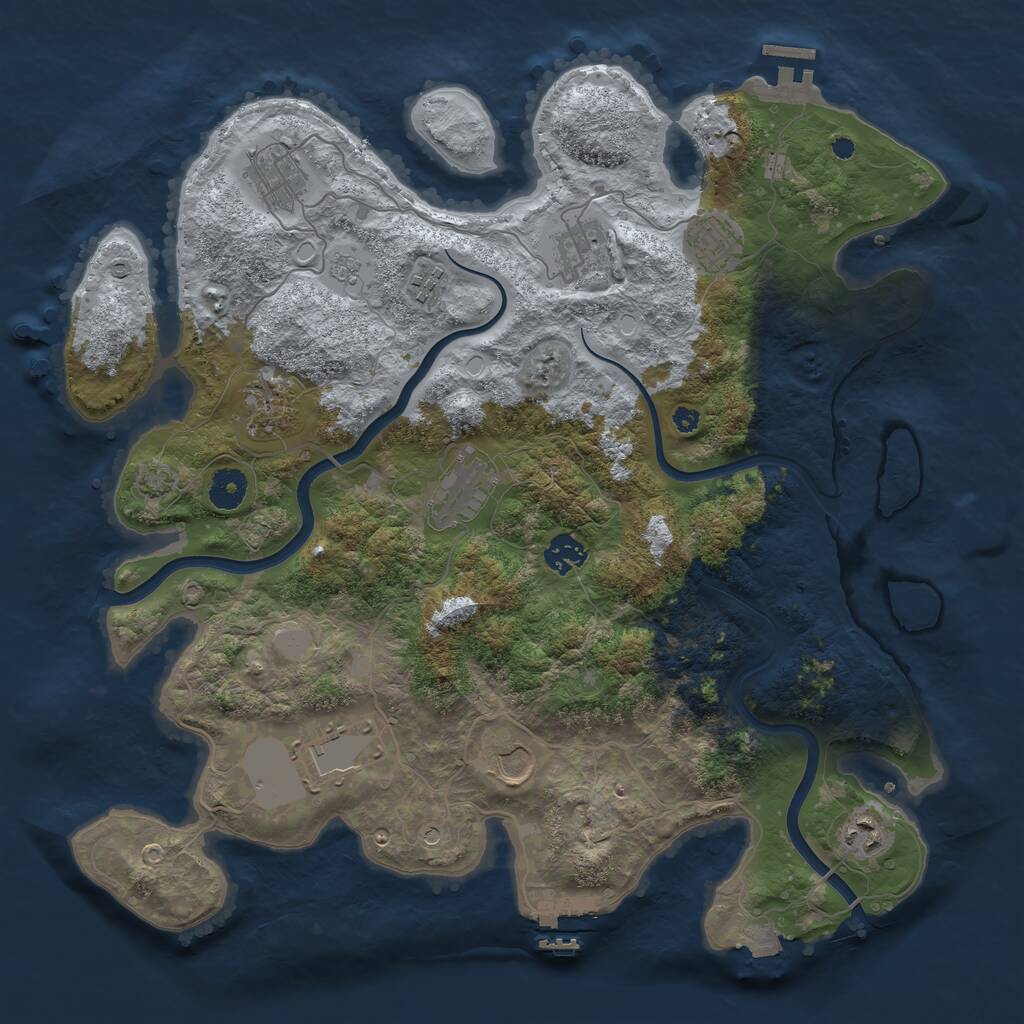 Rust Map: Procedural Map, Size: 3900, Seed: 7446, 16 Monuments