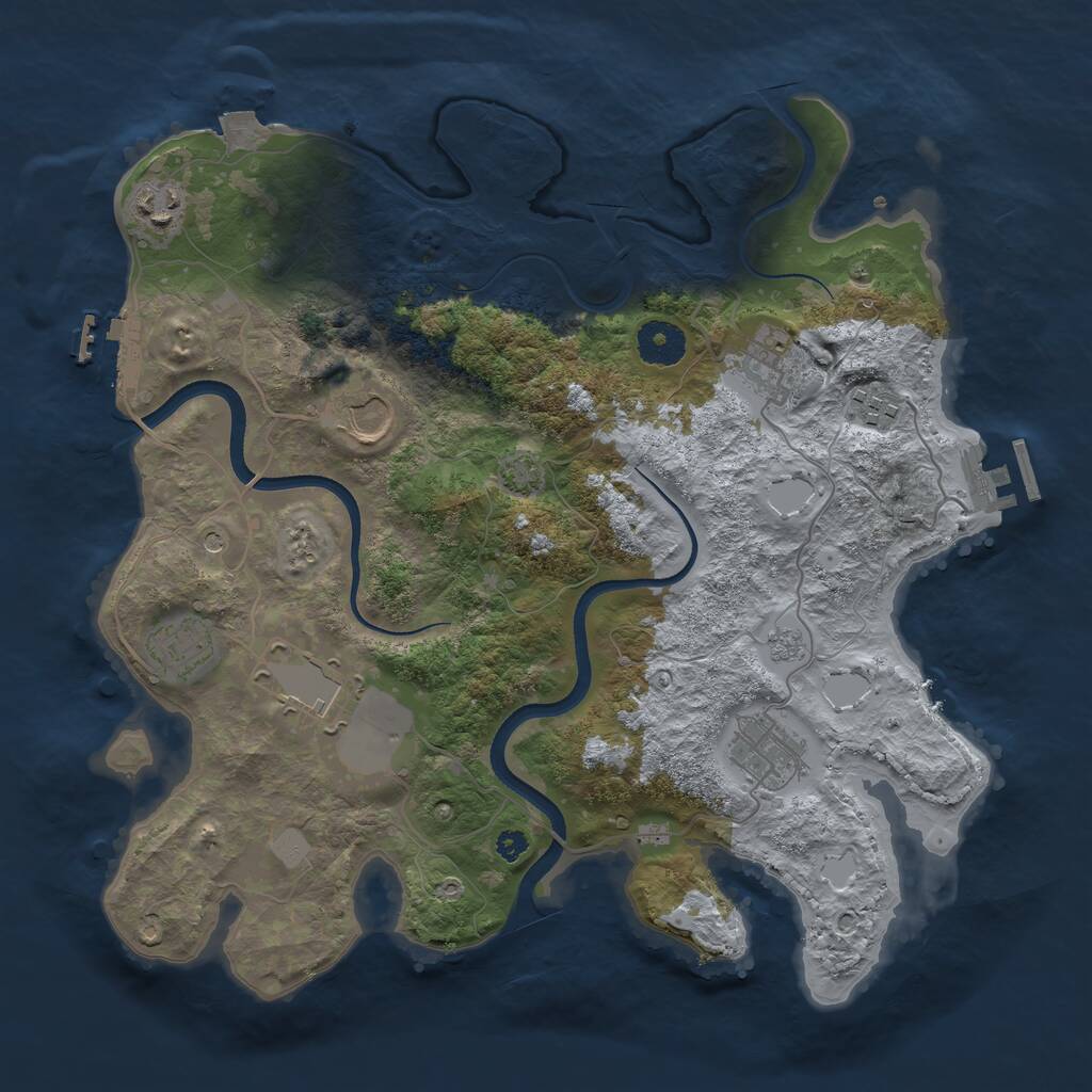 Rust Map: Procedural Map, Size: 3500, Seed: 523234960, 13 Monuments
