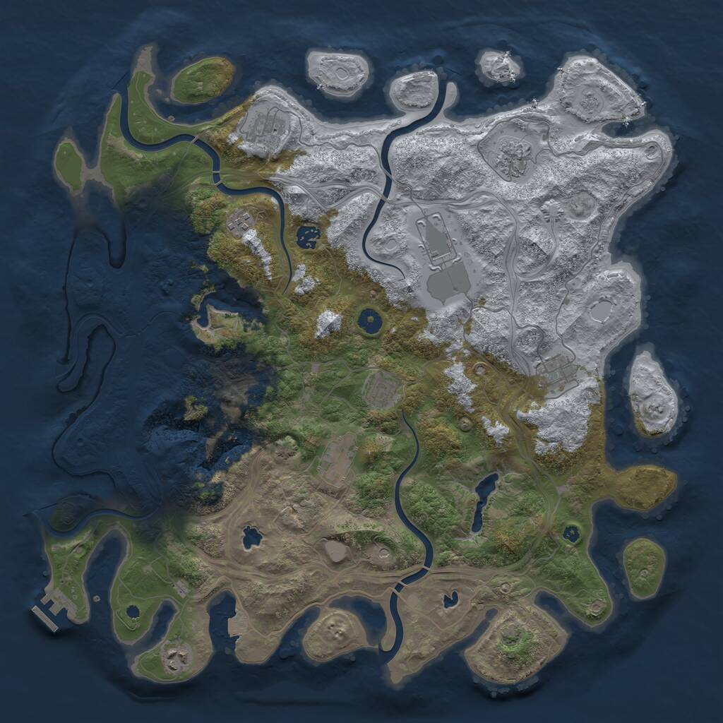 Rust Map: Procedural Map, Size: 4500, Seed: 11447844, 14 Monuments