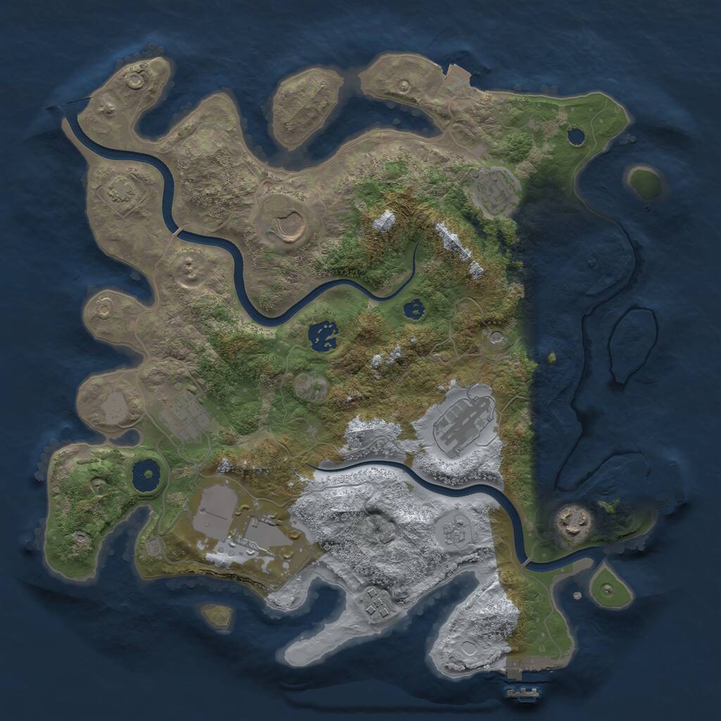 Rust Map: Procedural Map, Size: 3500, Seed: 464606738, 14 Monuments