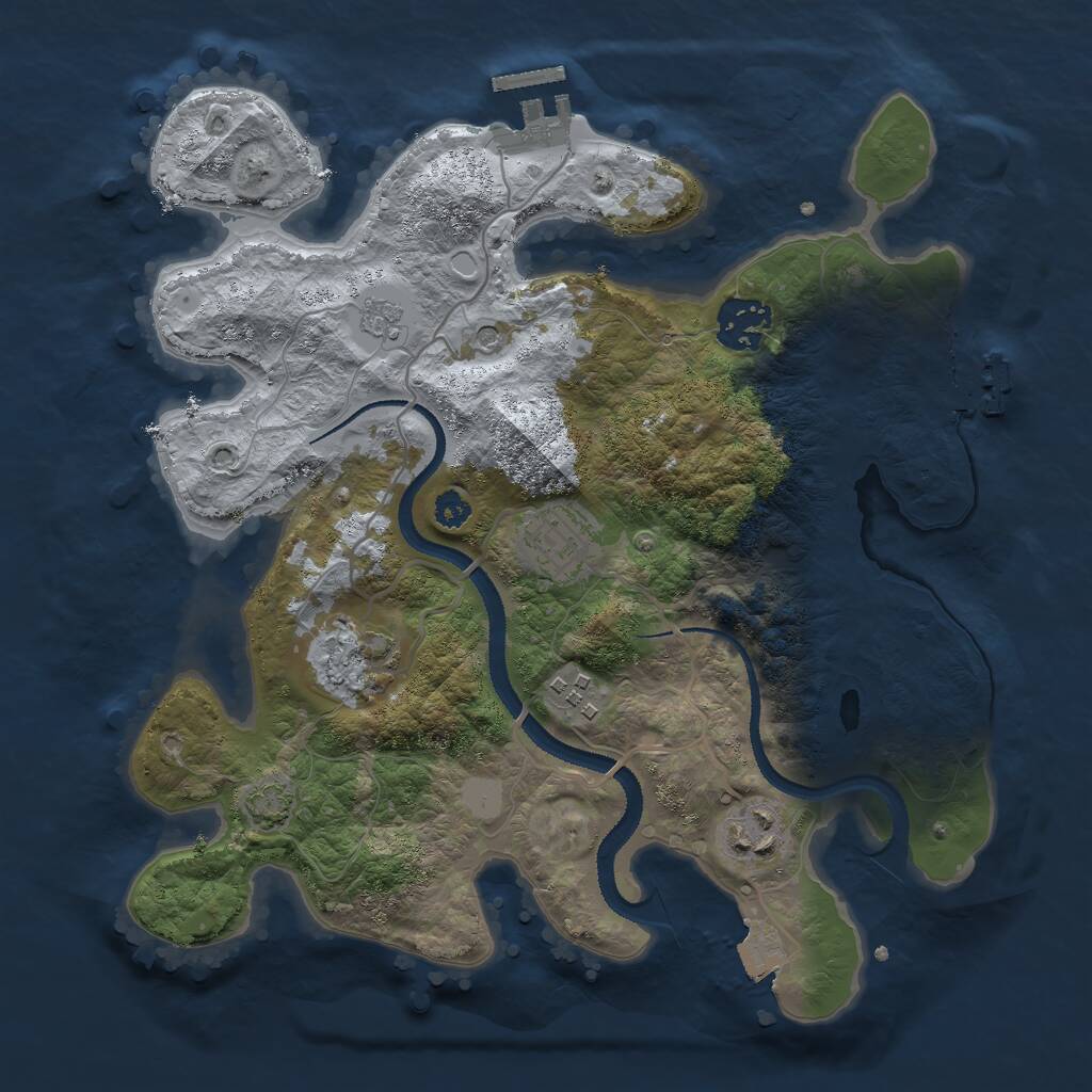 Rust Map: Procedural Map, Size: 3000, Seed: 1686814355, 11 Monuments