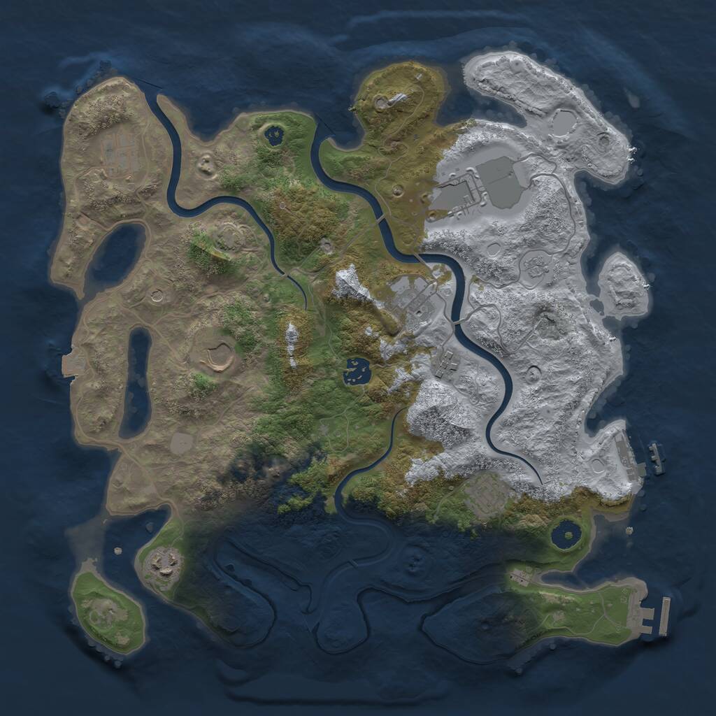 Rust Map: Procedural Map, Size: 3750, Seed: 893745452, 14 Monuments