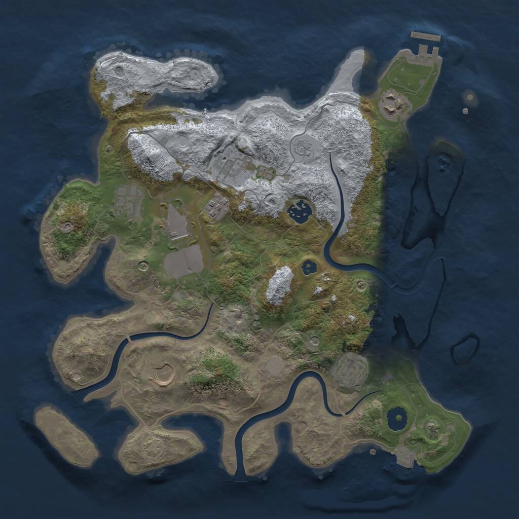 Rust Map: Procedural Map, Size: 3500, Seed: 812966462, 13 Monuments