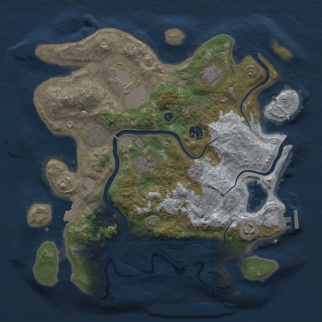 Rust Map: Procedural Map, Size: 3500, Seed: 289875, 12 Monuments