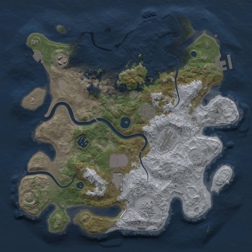 Rust Map: Procedural Map, Size: 3500, Seed: 17375, 13 Monuments