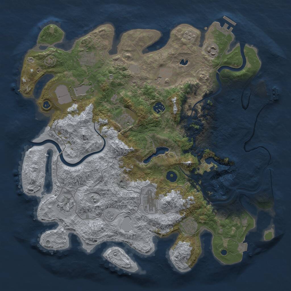 Rust Map: Procedural Map, Size: 4000, Seed: 3181, 16 Monuments