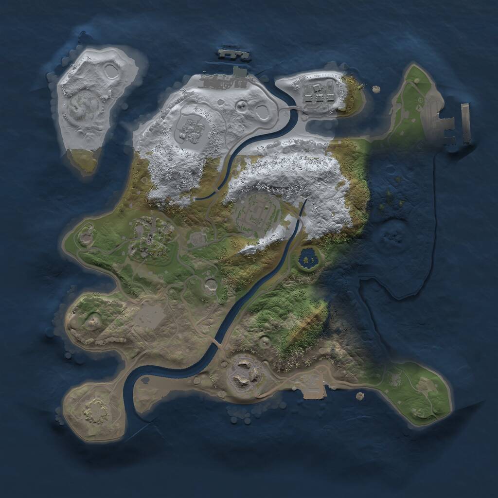 Rust Map: Procedural Map, Size: 2500, Seed: 76133161, 10 Monuments