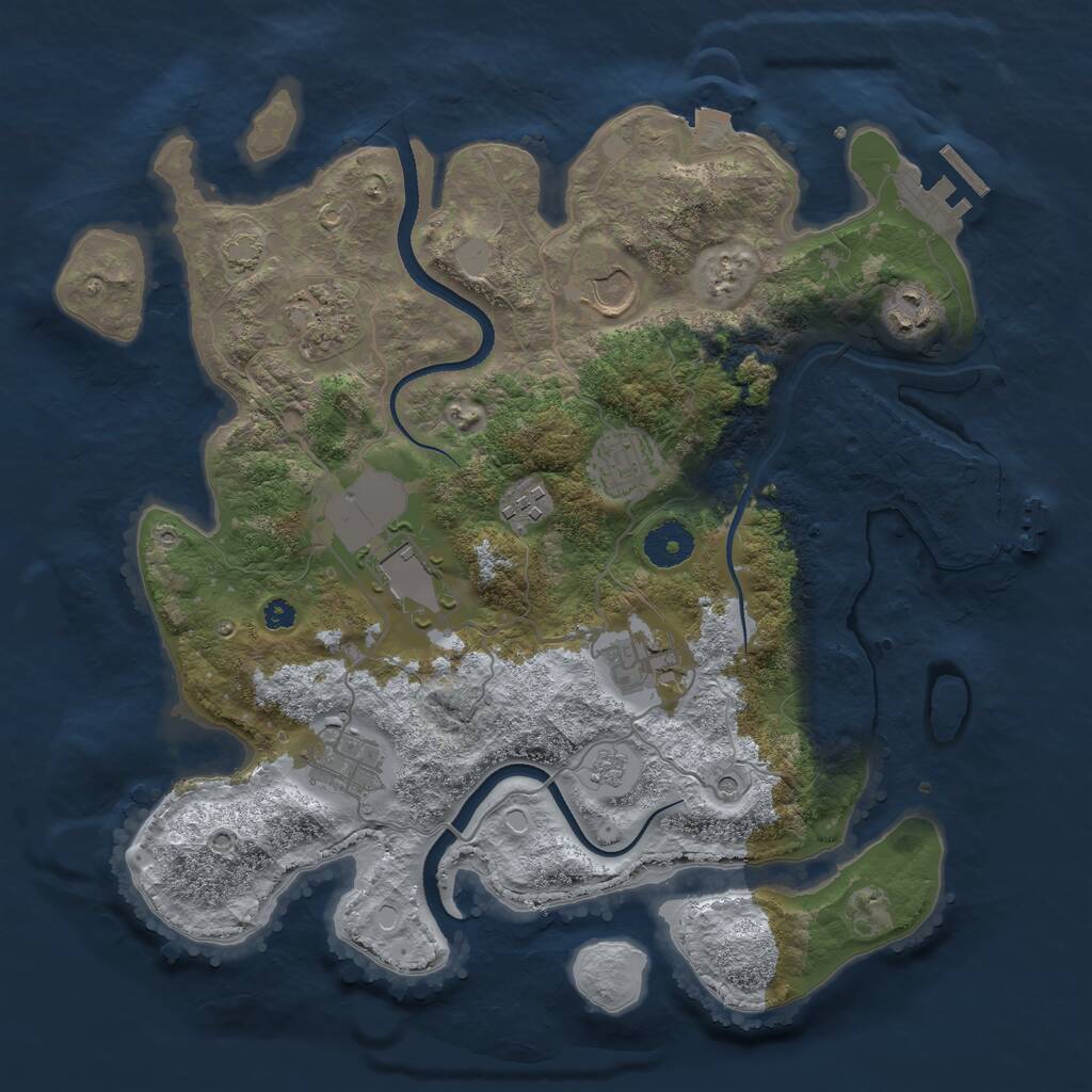 Rust Map: Procedural Map, Size: 3500, Seed: 70151, 14 Monuments