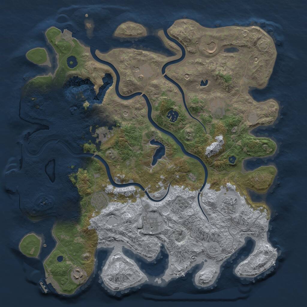 Rust Map: Procedural Map, Size: 4000, Seed: 65451321, 16 Monuments