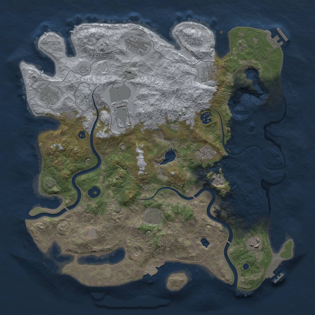 Rust Map: Procedural Map, Size: 4000, Seed: 1257931974, 16 Monuments