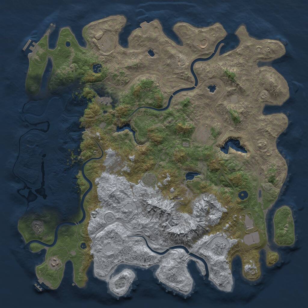 Rust Map: Procedural Map, Size: 5000, Seed: 34343, 17 Monuments