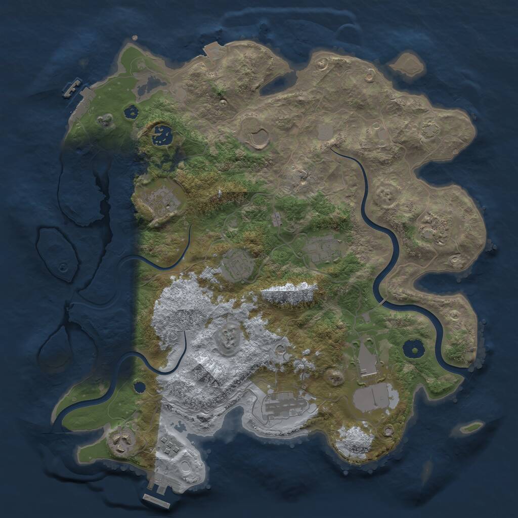 Rust Map: Procedural Map, Size: 3750, Seed: 1134883105, 15 Monuments
