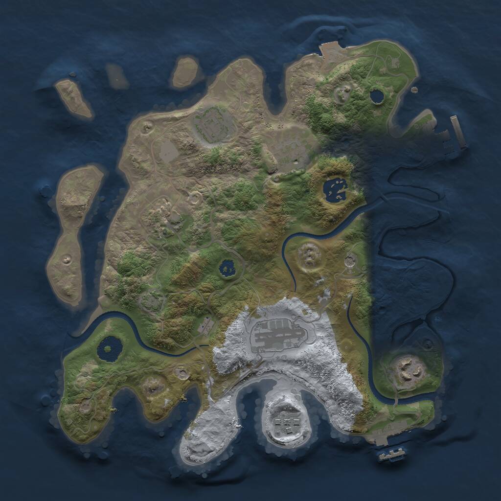 Rust Map: Procedural Map, Size: 3000, Seed: 1190230057, 12 Monuments