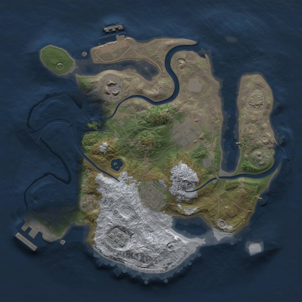 Rust Map: Procedural Map, Size: 2500, Seed: 1989837367, 8 Monuments