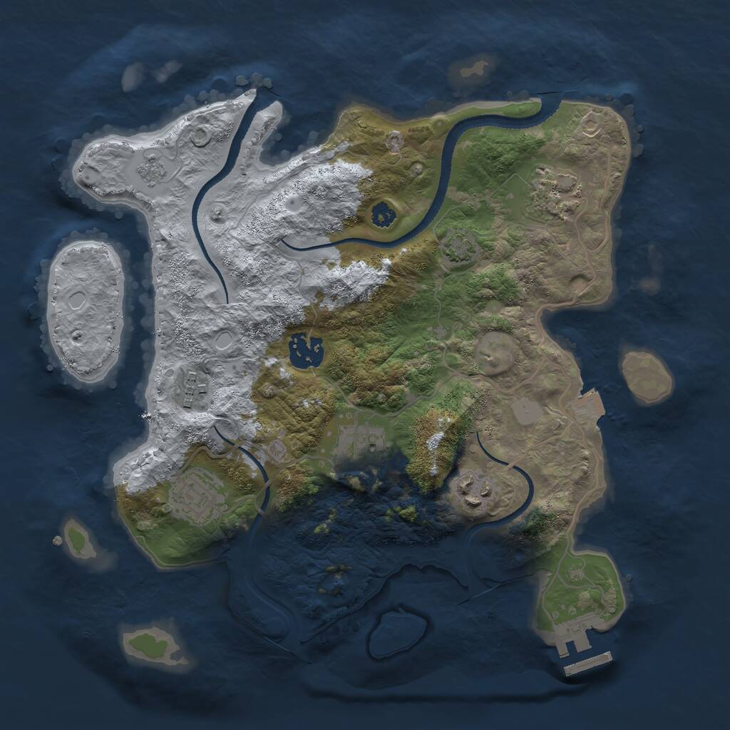 Rust Map: Procedural Map, Size: 3000, Seed: 46779, 10 Monuments